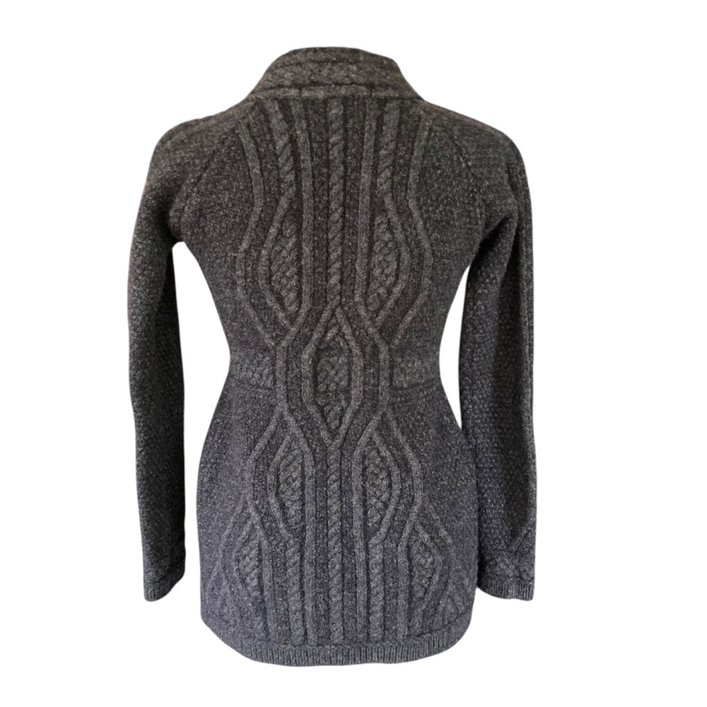 INIS CRAFTS Merino Wool Cable Knit Cardigan Sweater Gray Sz X Sm No Button Holes